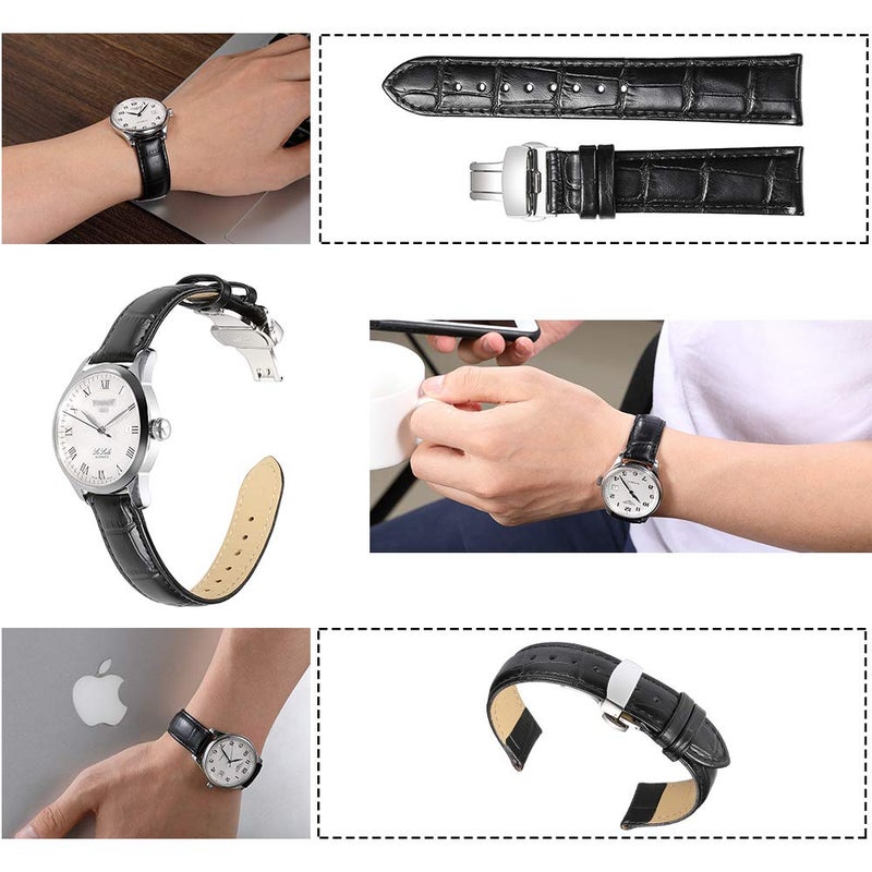 Istrap حزام ساعة جلد iStrap - نمط مطبوع بقماش تمساح جلد العجل - حزام بديل مع مشبك نشر من الفولاذ المقاوم للصدأ مع أزرار دفع - سوار للرجال والنساء - 18 مم 19 مم 20 مم 21 مم 22 مم 24 مم - Image 4